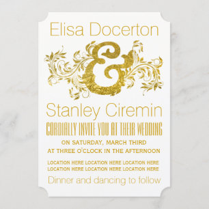 Invitation Mariage floral à feuille d'or