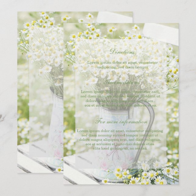 Invitation Mariage floral à fleur de Chamomile (Devant / Derrière)