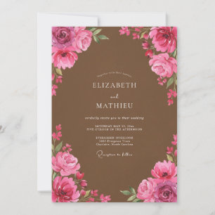 Invitation Mariage Floral à Fleur de Rosé