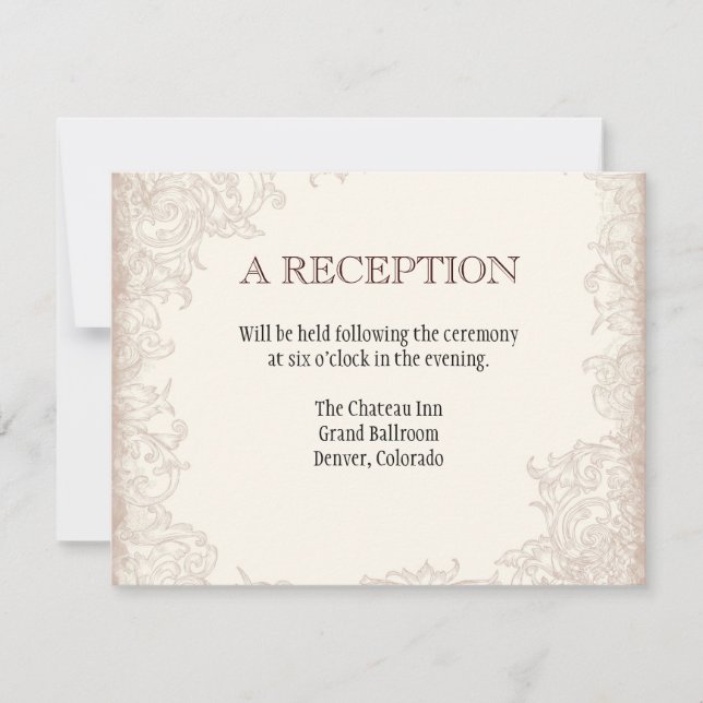 Invitation Mariage floral à la rose anglaise antique en volut (Devant)