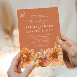 Invitation Mariage floral à l'aquarelle automnal élégant en t