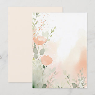 Invitation Mariage floral à l'aquarelle orange et pêche vierg