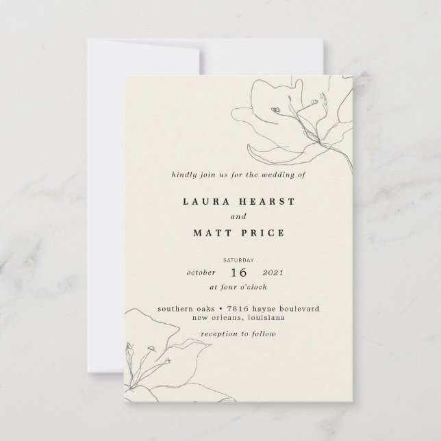 Invitation Mariage floral à lunette douce moderne (Devant)