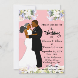 Invitation Mariage floral afro-américain marié et marié Invi