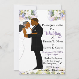Invitation Mariage floral afro-américain marié et marié Invi