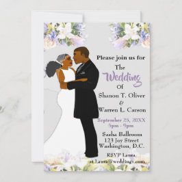 Invitation Mariage floral afro-américain marié et marié Invi