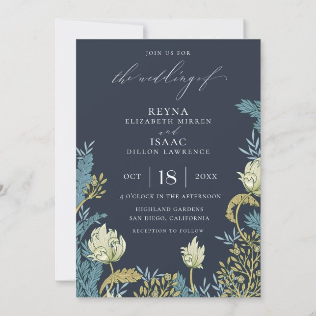Invitation Mariage Floral anglais antique (Devant)