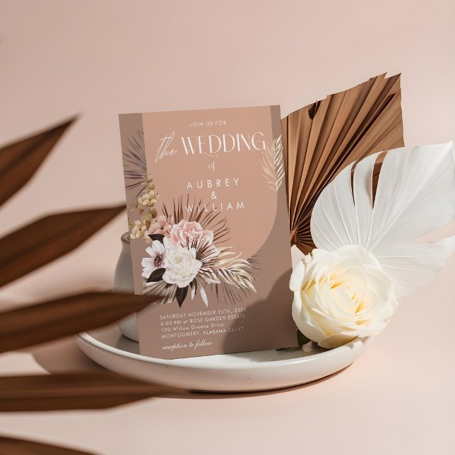 Invitation Mariage Floral Aquarelle Bohème Chic Moderne (Modern Chic Bohemian Watercolor Floral Wedding Invitation)