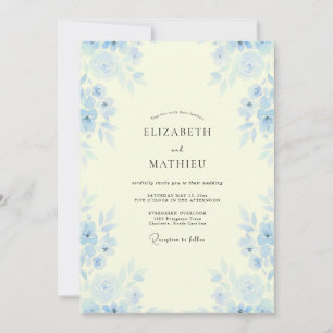 Invitation Mariage Floral Aquarelle Fleur de Maïs Jaune Pâle
