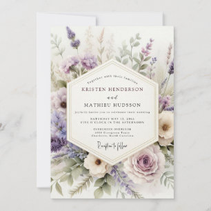Invitation Mariage Floral Aquarelle Lilas