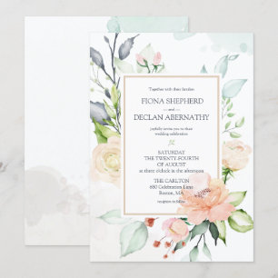 Invitation Mariage Floral Aquarelle Romantique de la Mi-Été