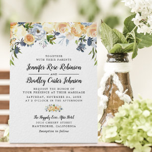 Invitation Mariage Floral Aquarelle Rose et Pêche