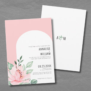 Invitation Mariage Floral Aquarelle Rose Moderne
