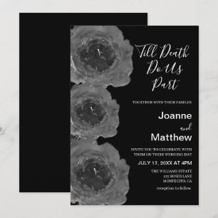 Invitation Mariage Floral Aquarelle Roses Noires Gothiques