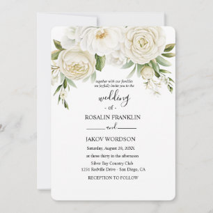 Invitation mariage floral aquarelle rustique