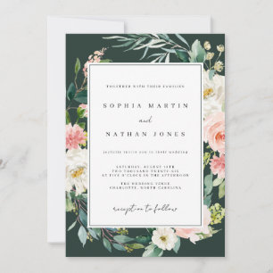 Invitation Mariage floral aquarelle verte printemps