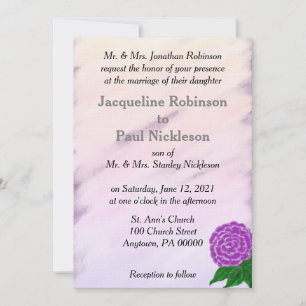 Invitation Mariage Floral Aquarelle Vintage Violet Joli