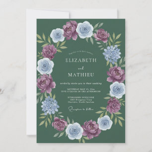Invitation Mariage Floral Aquarelle Violet Sage