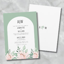 Invitation Mariage Floral Arc Vert Sage
