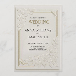 Invitation Mariage Floral Art Déco en Relief