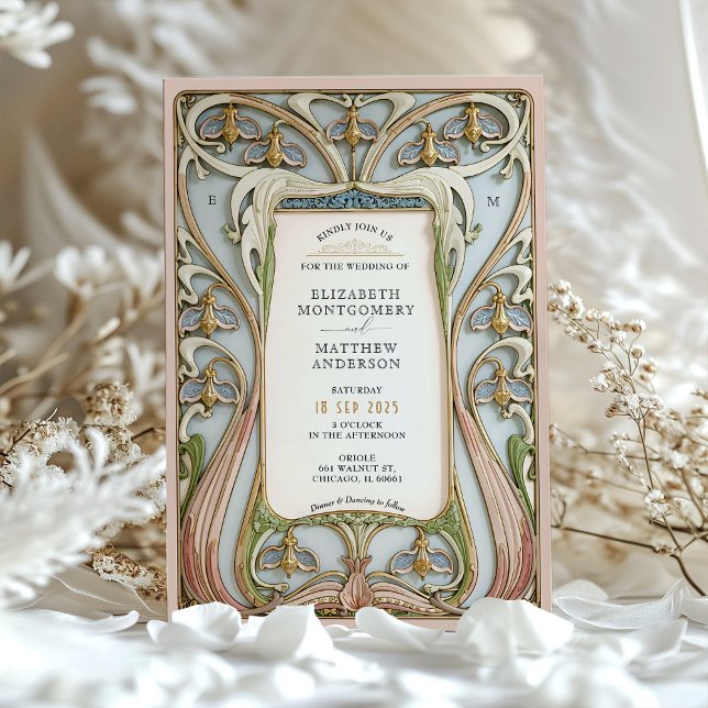 Invitation Mariage floral Art nouveau (Créateur téléchargé)