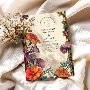 Invitation Mariage Floral Art Nouveau Coucher de Soleil