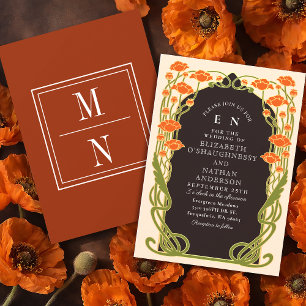 Invitation Mariage Floral Art Nouveau Élégant aux Pavots Oran