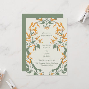 Invitation Mariage Floral Art Nouveau Rétro Groovy