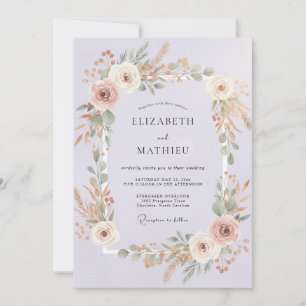 Invitation Mariage Floral Artistique Pervenche