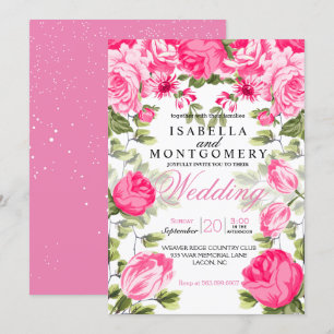 Invitation Mariage floral assez rose botanique
