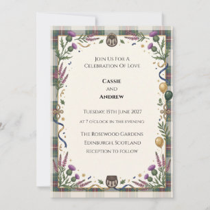 Invitation Mariage Floral au Chardon Violet