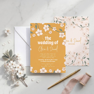 Invitation Mariage Floral au Moutarde Groovy