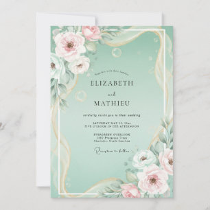 Invitation Mariage Floral au Rougissement de Menthe