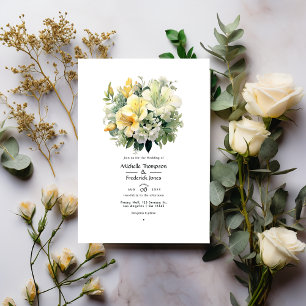 Invitation Mariage floral au vert sauge et ivoire