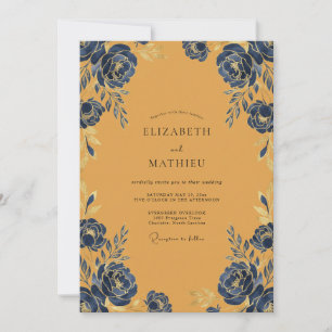Invitation Mariage Floral Audacieux Ocre