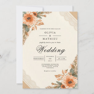 Invitation Mariage floral automatique rustique