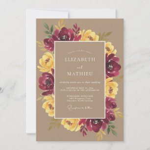 Invitation Mariage Floral Automnal à Fleur de Bourgogne