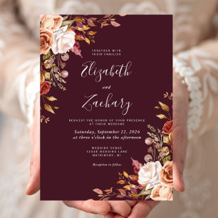 Invitation Mariage Floral Automnal à l'Aquarelle de Bourgogne