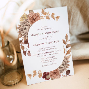 Invitation Mariage Floral Automnal Ovale Cadre Romantique