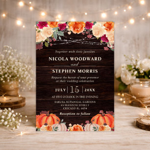 Invitation Mariage Floral Automnal Rustique à la Couleur Oran