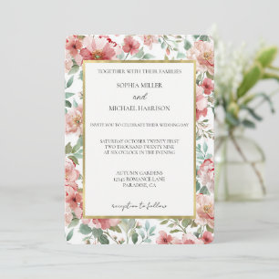 Invitation Mariage Floral aux Jolies Roses Roses