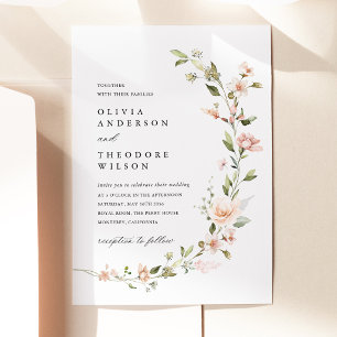 Invitation Mariage Floral aux Teintes de Pêche et de Rose