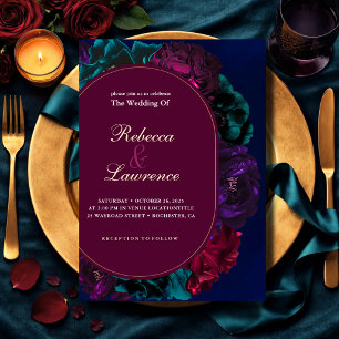 Invitation Mariage floral aux tons de joaillerie