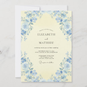 Invitation Mariage Floral Azuré Fantaisiste