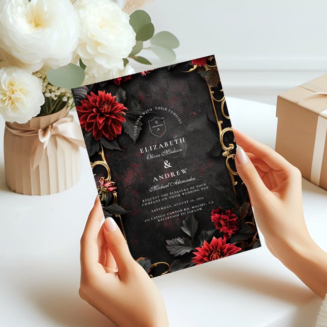 Invitation Mariage floral baroque foncé (Créateur téléchargé)