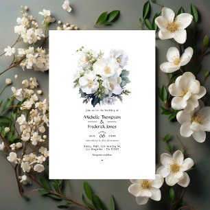 Invitation Mariage Floral Blanc