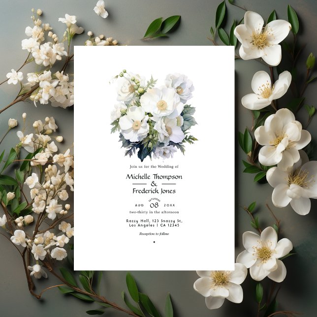 Invitation Mariage floral blanc (Créateur téléchargé)