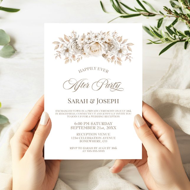 Invitation Mariage floral blanc après la fête (Créateur téléchargé)
