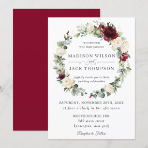 Invitation Mariage floral blanc blanc d'ivoire de Bourgogne r