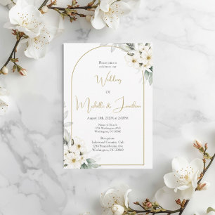 Invitation mariage floral blanc couleur de l'eau
